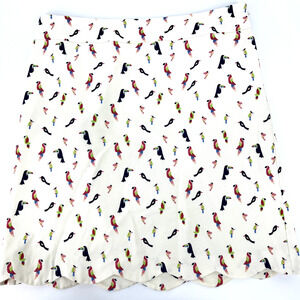 Talbots Scalloped Hem Parrot Toucan Print Skirt Lined Size 6P
